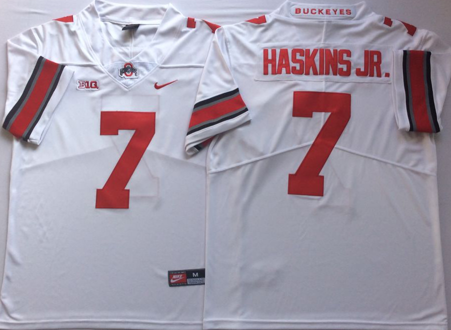 NCAA Men Ohio State Buckeyes White #7 HASKINS JR.